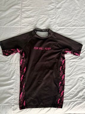 Men’s Black Rash Guard with Pink Lightning Accents